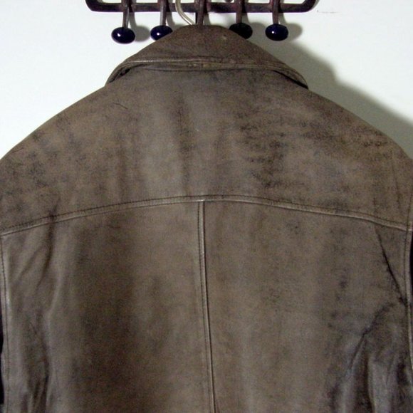 Vtg 80's Peter England Distress Brown Leather Bomber Jacket Sz M - Picture 9 of 11